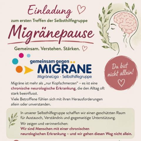 Flyer Einladung Selbsthilfegruppe Migränepause